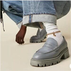 FREE PEOPLE Lyra Lug Sole Loafers Blue 6.5